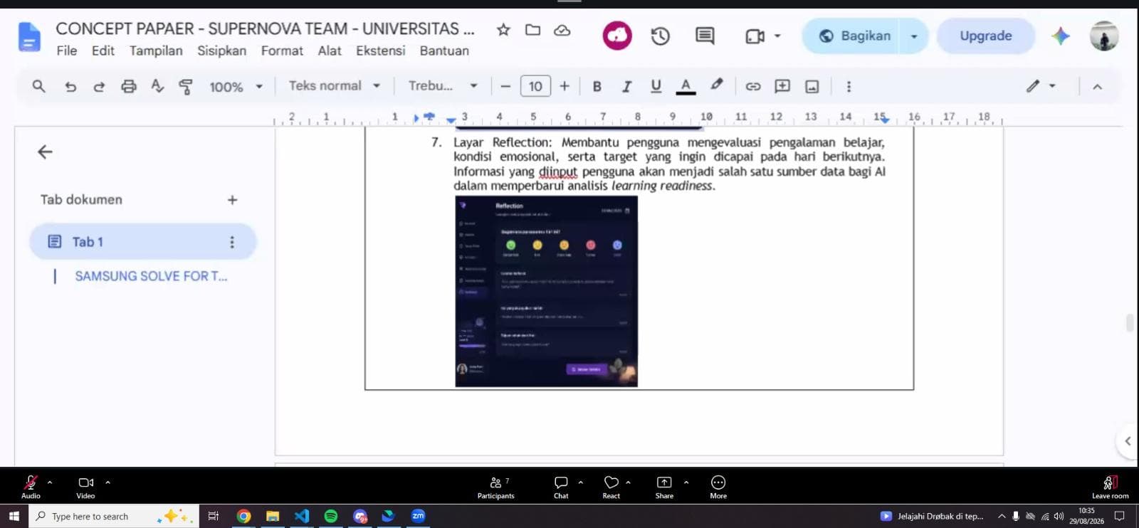 Supernova team concept app, mentored by Michael Wiryaseputra at Samsung Solve for Tomorrow 2026